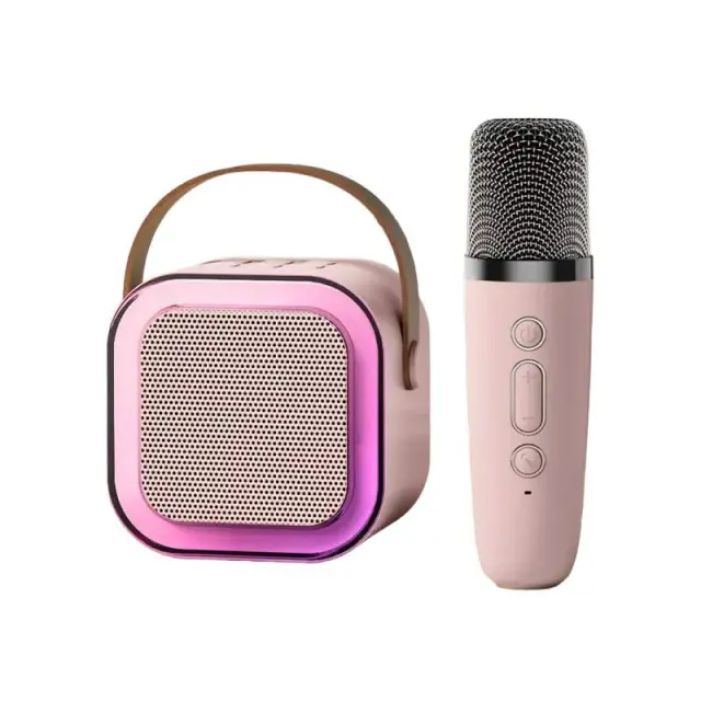 Σύστημα Karaoke με Ασύρματα Μικρόφωνα K12 σε Ροζ Χρώμα
