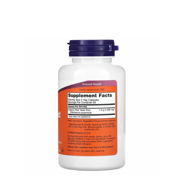 Now Foods Red Yeast Rice 600 mg 120 Veg Capsules 2