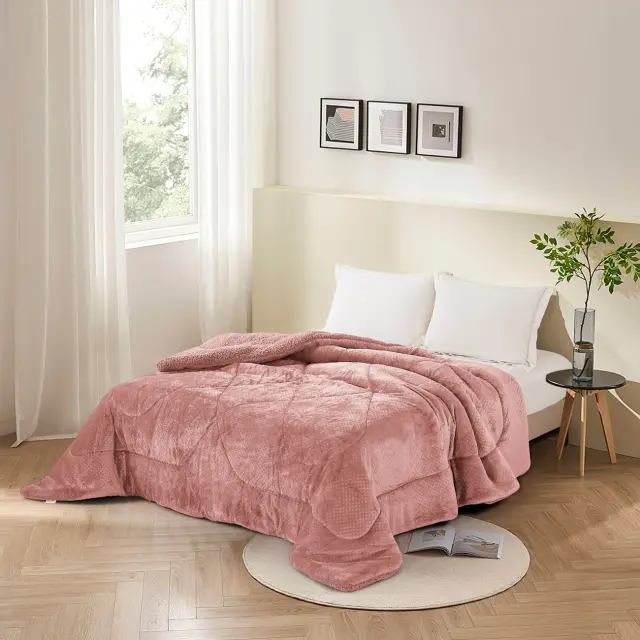 Κουβερτοπάπλωμα 220x240 Υπέρδιπλο 770gsm Anna Riska Vienna Blush Pink 100% Πολυέστερ