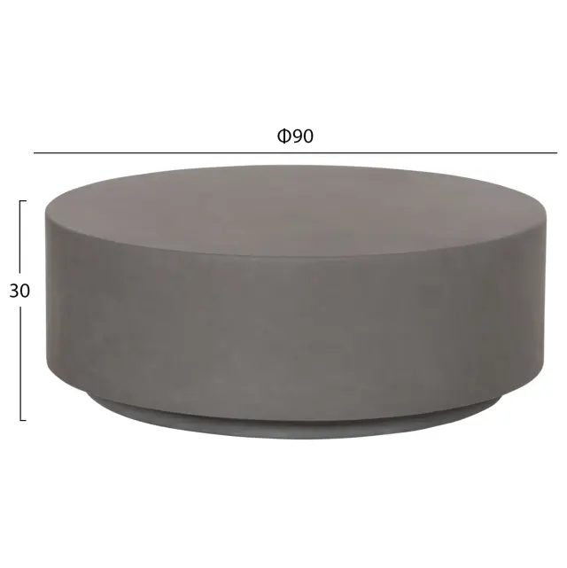 ΤΡΑΠΕΖΙ ΜΕΣΗΣ ΣΤΡΟΓΓΥΛΟ FB96579.01 ΓΚΡΙ FIBER CEMENT Φ90x34Υεκ. 2