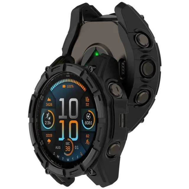 Rugged Bumper Hollow-Out Design Θήκη για Garmin Tactix 8 (51mm)- Black OEM 3