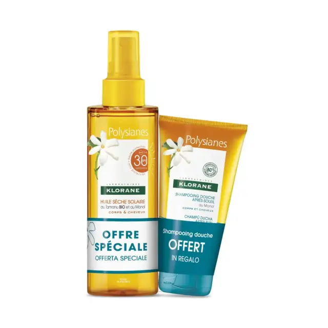 Klorane Dry Sun Oil SPF30 200ml Αντηλιακό Σώματος και Μαλλιών, 200ml & ΔΩΡΟ Shower Gel Αφρόλουτρο, 75ml