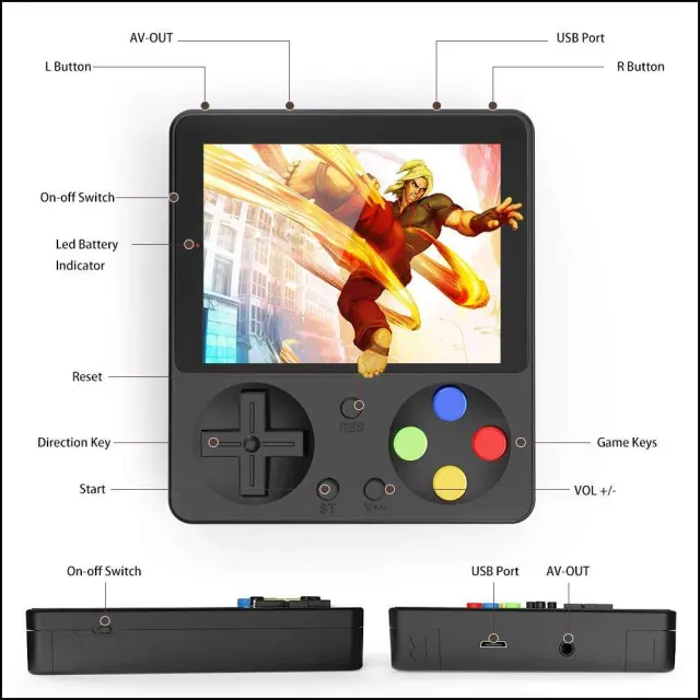 Ρετρό κονσόλα ruihoxin handheld game console 333 classic games 3.0 inch 2