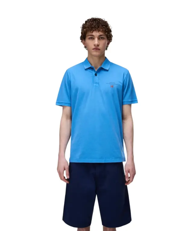 Napapijri - Ανδρική Μπλούζα Κοντομάνικη Polo Elbas Regular Fit NP0A4GB4-B9A Γαλάζιο - XL