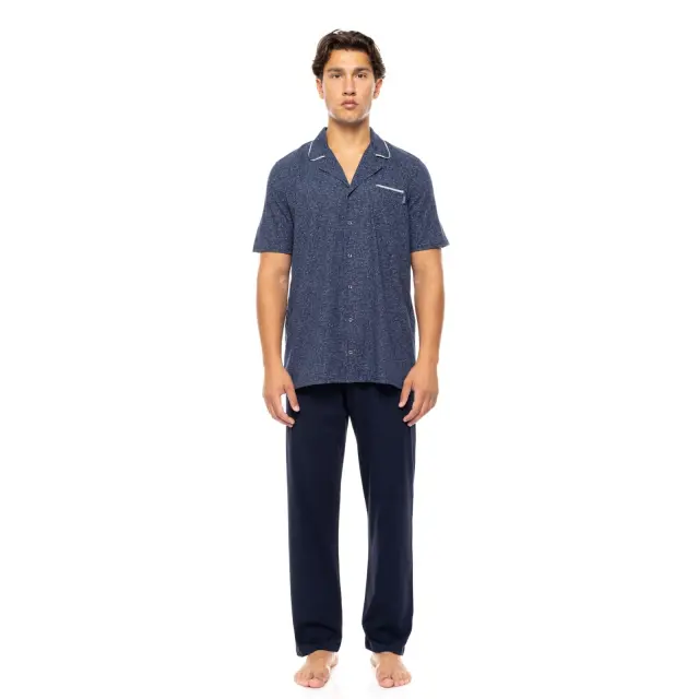 Ανδρική Πυτζάμα με κουμπιά S-M571 Deep Blue Τύπος Ulisse - L