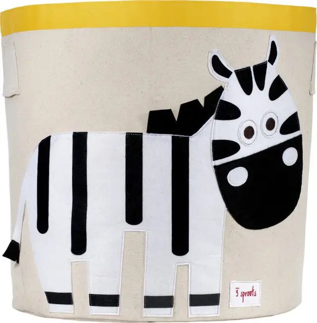 3 Sprouts Στρόγγυλο Καλάθι Αποθήκευσης Παιχνιδιών Zebra Black + White - 0794504675719 - 0317-IBNZEB