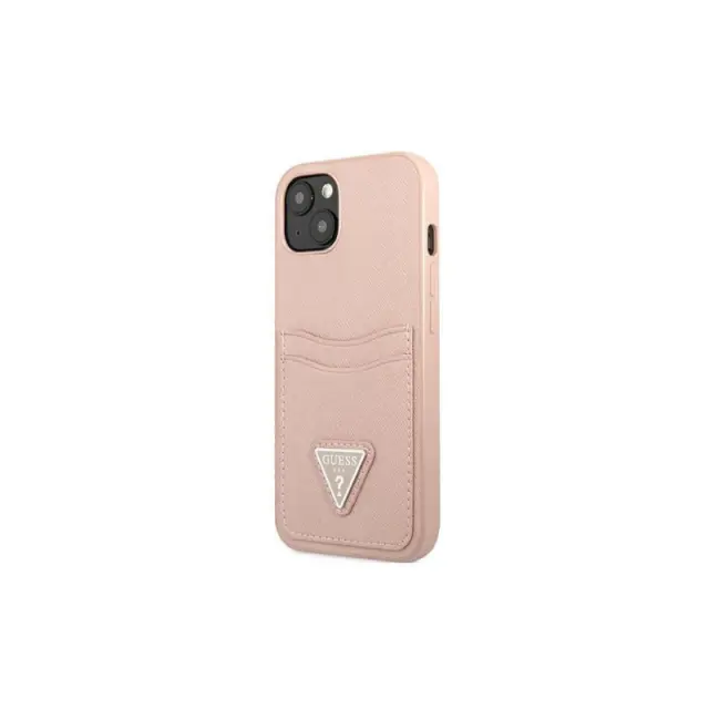Κάλυμμα Guess iPhone 13 6,1" pink hardcase SaffianoTriangle Logo Cardslot