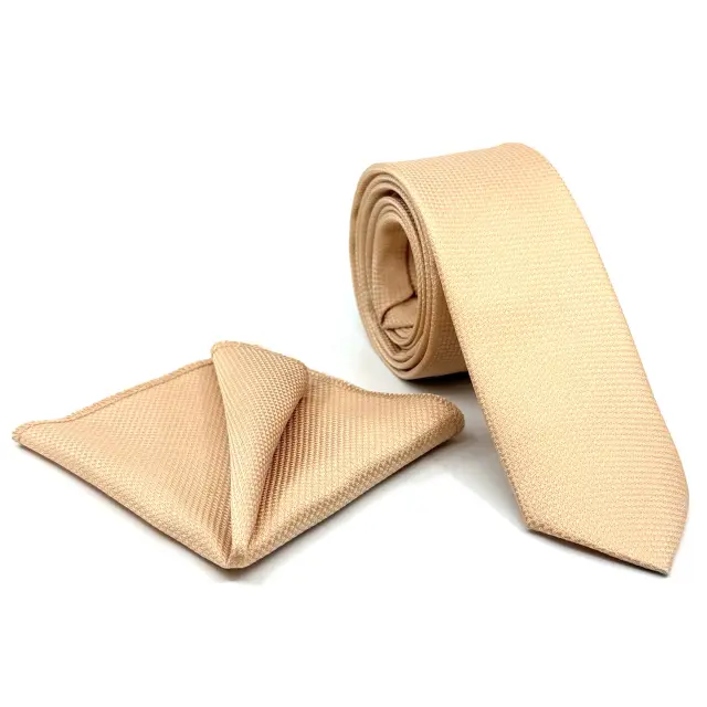 Γραβάτα Microfiber σε Σομόν Φόντο Σετ με Μαντηλάκι