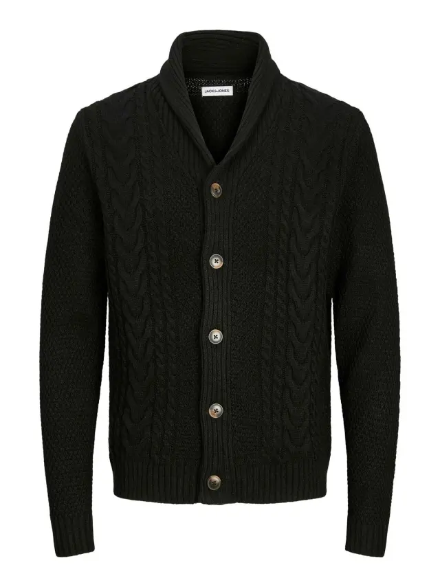 JJCRAIG KNIT SHAWL NECK AW24 Black