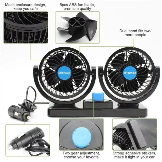 Compass Mitchell Διπλός Ανεμιστήρας Αυτοκινήτου 12V HX-T304 3