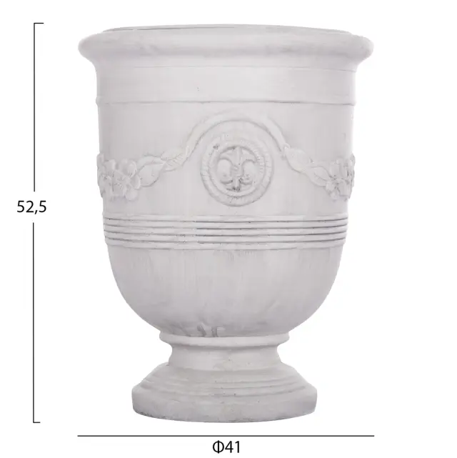 Σετ 3τμχ γλάστρες με ανάγλυφο Gardener FIBERCLAY-σε υπόλευκο Φ58x72.5 εκ 3