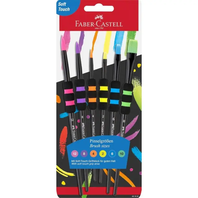 Faber-Castell Σετ 6 Πινέλα Soft Touch Στρογγυλά & Πλακέ
