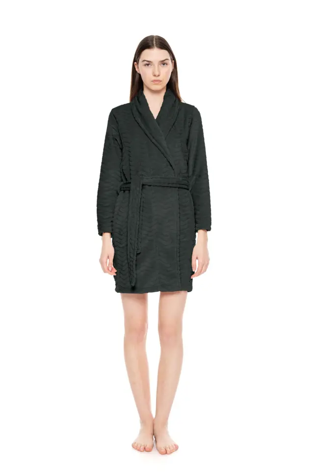 W1677 - Dark Green - ROBE FLEECE AUTUMN