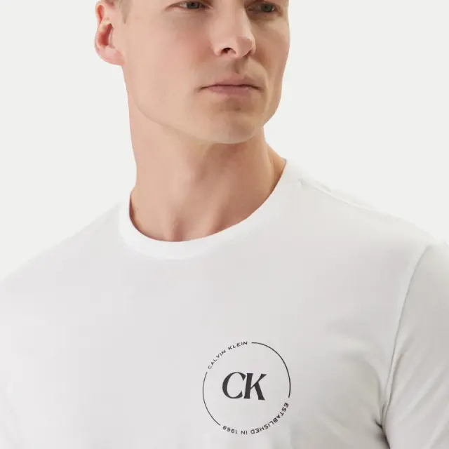 Calvin Klein - Ανδρικό T-shirt Linear Logo Regular Fit LV04RF801G-YAF Λευκό - XL 2