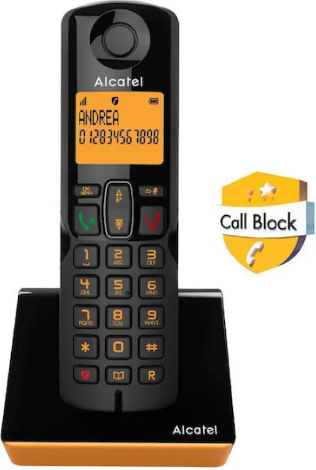 Alcatel S280 Ασύρματο Τηλέφωνο με Ελληνικό Μενού Μαύρο/Πορτοκαλί 3