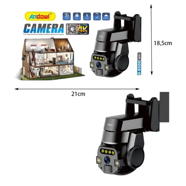 Andowl Q-S500 CCTV Κάμερα Παρακολούθησης WIFI 4K Σε Μαύρο Χρώμα 2