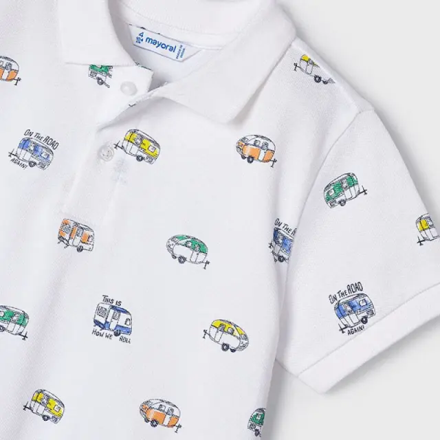 Mini 2 έως 10 ετών Πόλο σταμπωτό Better Cotton λευκό - 6Ε 2