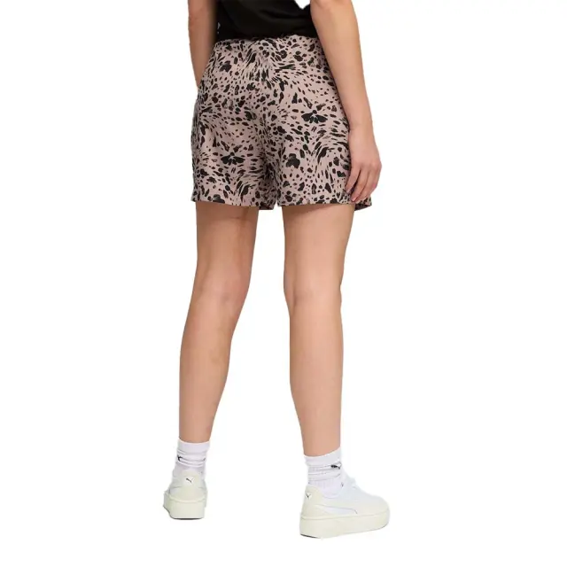 Puma Women's Essential Graphic Animal Allover Print High Rise 4inch Woven Shorts Μπεζ 691823-88 (Puma) 2