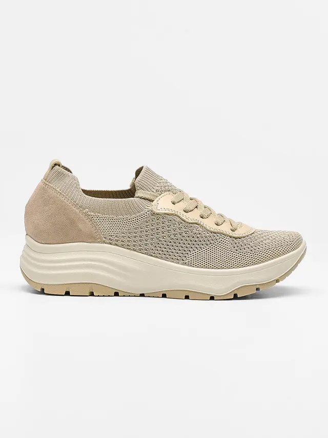 Imac Sneakers Γυναικείο ύφασμα/δέρμα Nubuck Μπεζ IMA/756370 PLATINO - 36 3