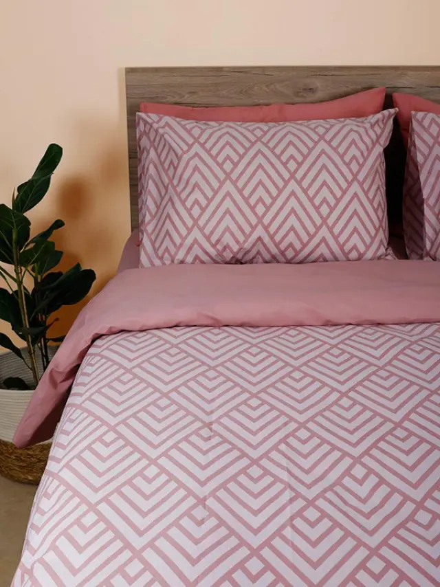 Σετ Σεντόνια Cotton Feelings 2036 Pink Διπλό (200x270) Sunshine 3
