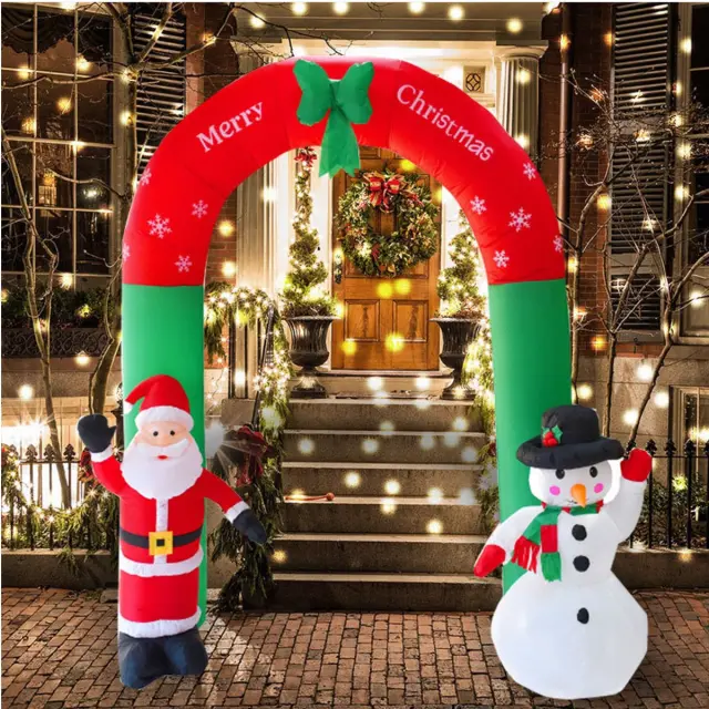 VenCore Χριστουγεννιάτικη Φιγούρα Φουσκωτή Αγιου Βασίλη με Χιονάνθρωπο Εξωτερικού Χώρου 2.4m Ύψος - Αυτόματο Φούσκωμα - Φωτιζόμενη (8979-10001) 2