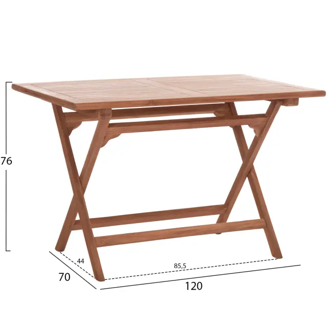 ΤΡΑΠΕΖΙ ΠΤΥΣΣΟΜΕΝΟ ΟΡΘΟΓΩΝΙΟ FB918117 ΞΥΛΟ TEAK--ΦΥΣΙΚΟ 120x70x76Υεκ. 2