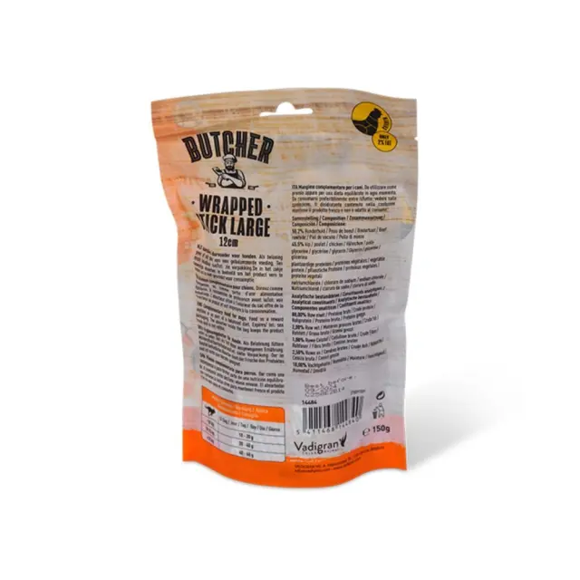 Vadigran Butcher BBQ Chicken Wrapped Stick Λιχουδιά Σκύλου με Κοτόπουλο Large 12cm 150gr 2