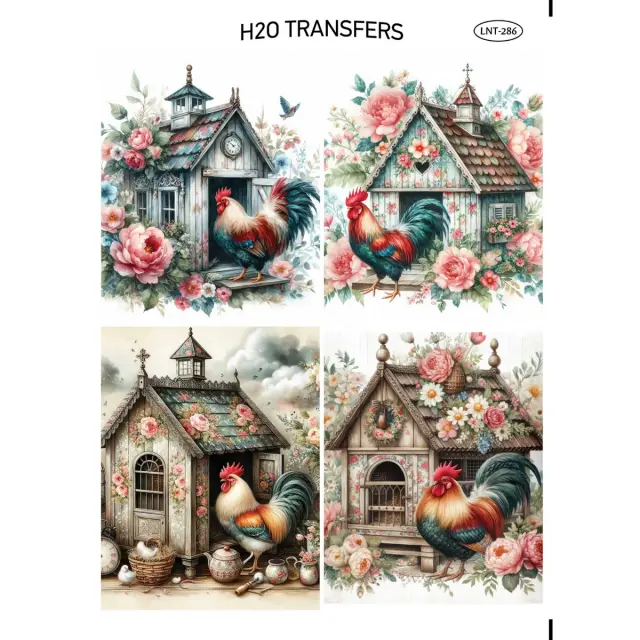 Χαρτί Easy Transfer, Κόκορες και λουλούδια, LNT-286, 25x35cm