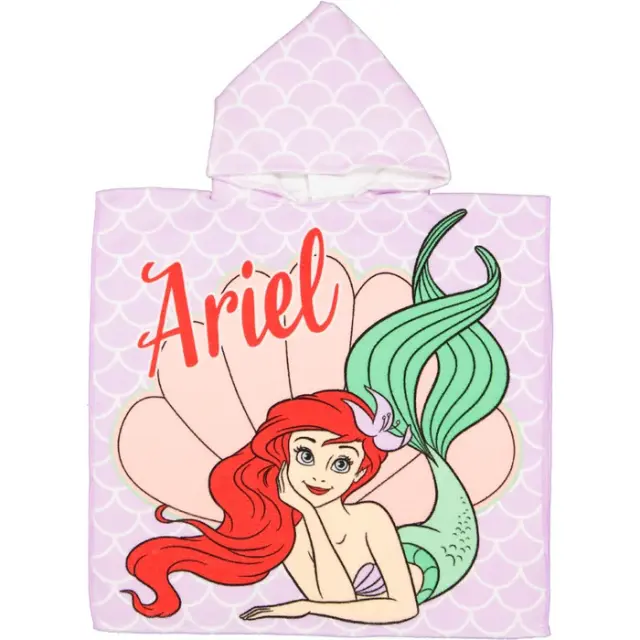 Disney Princess Ariel πόντσο πετσέτα θαλάσσης 60x120 cm (Fast Dry) Ροζ