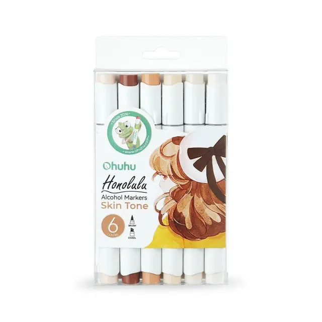 Ohuhu Honolulu 6 Portrait Skin Tone Σετ Μαρκαδόροι Αλκοόλης Διπλής Μύτης