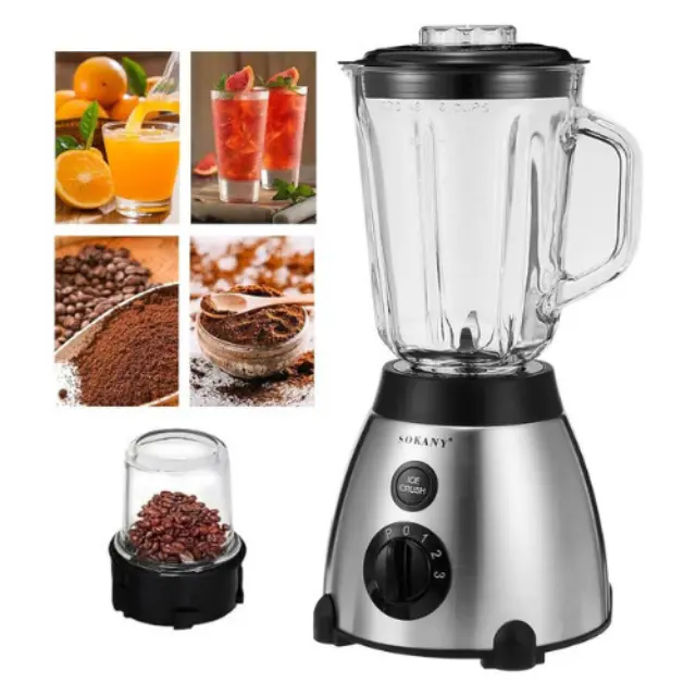 Sokany Μπλέντερ για Smoothies με Γυάλινη Κανάτα 1.5lt 400W Inox SK-149S 3