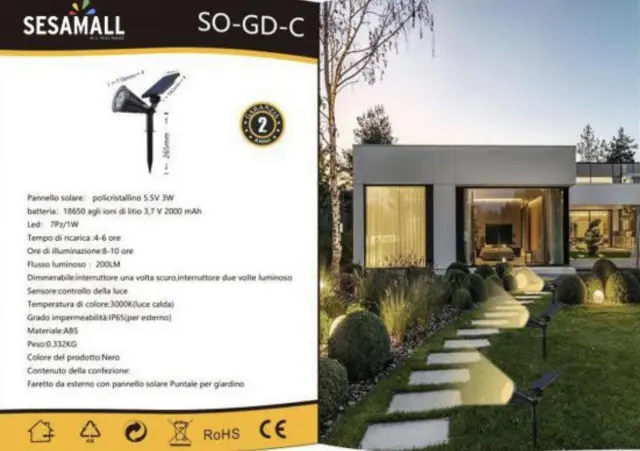 UNIVERSO LED φωτός Στεγανό Φωτιστικό Led Καρφωτό 3W IP65 3000K 200LM SO-GD-C 2