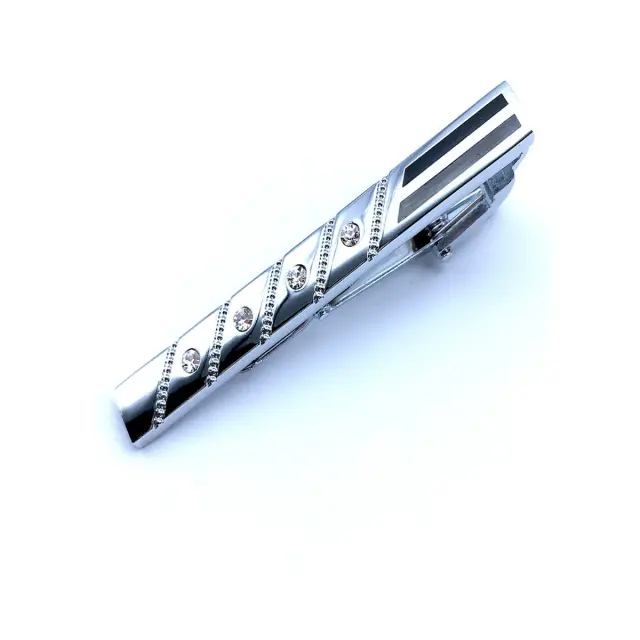 Ασημί Κλιπ Γραβάτας 6 cm με Σμάλτο – LGTC-203