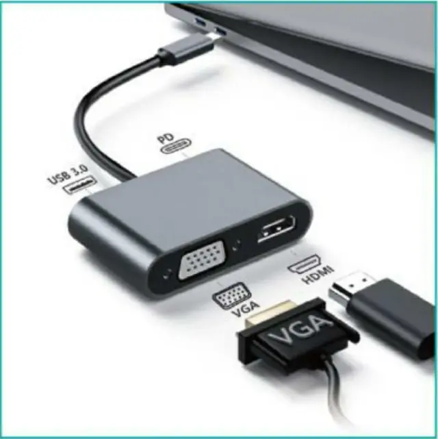 Arrango Μετατροπέας HDMI / VGA female σε USB-C male Γκρι AC49288 2