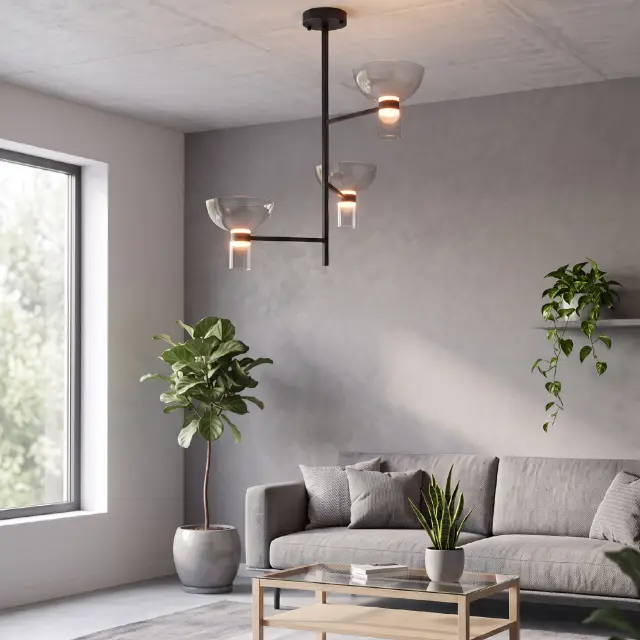 ΚΡΕΜΑΣΤΟ ΦΩΤΙΣΤΙΚΟ ACA HM250453A ΜΑΥΡΟ ΔΙΑΦΑΝΕΣ LED 24W 3000K IP20 D85XH78CM / HM250453A 2