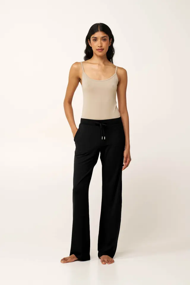 Γυναικείο Viscose Μακρύ Παντελόνι Vamp 24820 BLACK