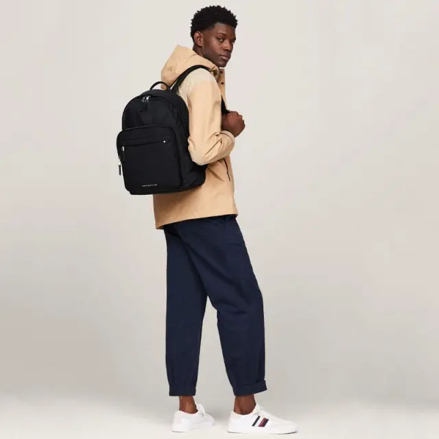Tommy Hilfiger - Ανδρικό Σακίδιο Πλάτης Th Signature Backpack AM0AM12214-BDS Μαύρο 2