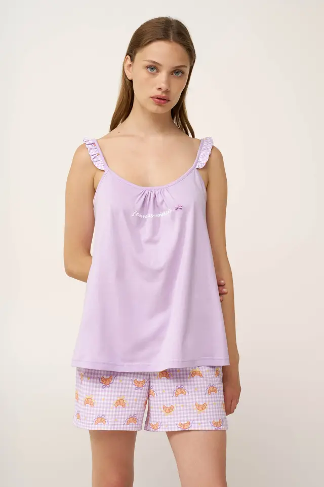 Βαμβακερό Baby Doll με Τιράντες Vamp 24314 LILLA PASTEL 3