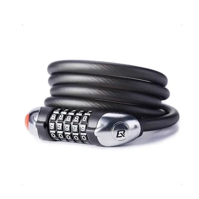 Rockbros Bicycle Lock with 5-Digit Code RKS531 Steel Cable 120cm with LED Lighting Black