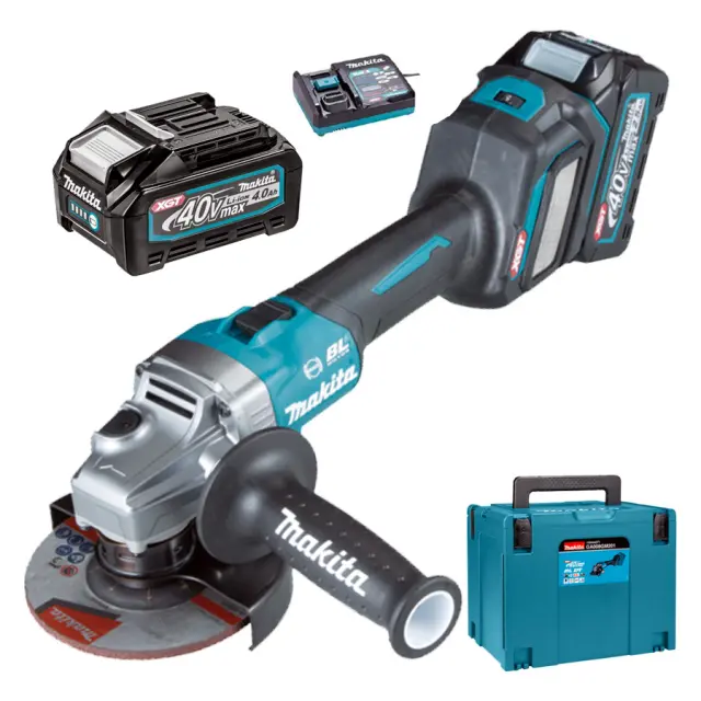 Makita GA023GM201 - Γωνιακός Τροχός Μπαταρίας 40V 125mm με Ρύθμιση Στροφών σε Βαλίτσα Μεταφοράς (Makpac), Φορτιστή + 2 Μπαταρίες 4.0Ah (2×4.0Ah 40V)