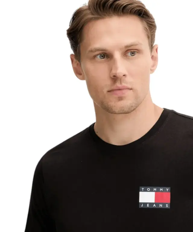 Tommy Hilfiger - Ανδρικό T-shirt Th Essential Flag Tee Regular Fit DM0DM20740-BDS Μαύρο 3