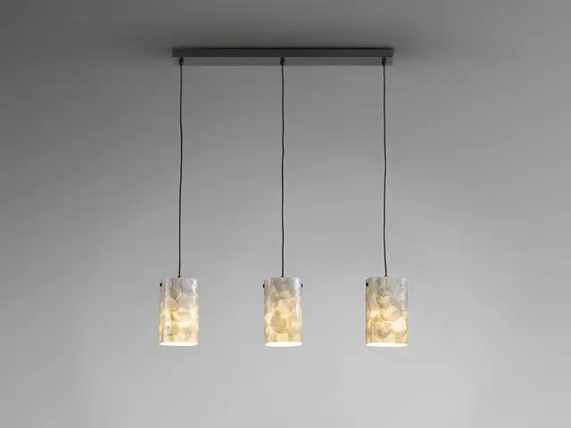 Κρεμαστό Φωτιστικό 3φωτο Μαύρο με Nacre Γυαλί E14 LED Dimmable 2