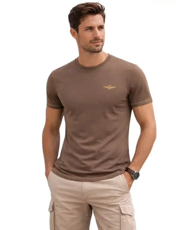 Aeronautica Militare - Ανδρική Κοντομάνικη Φανέλα SCOTI003J508-56002 Καφέ