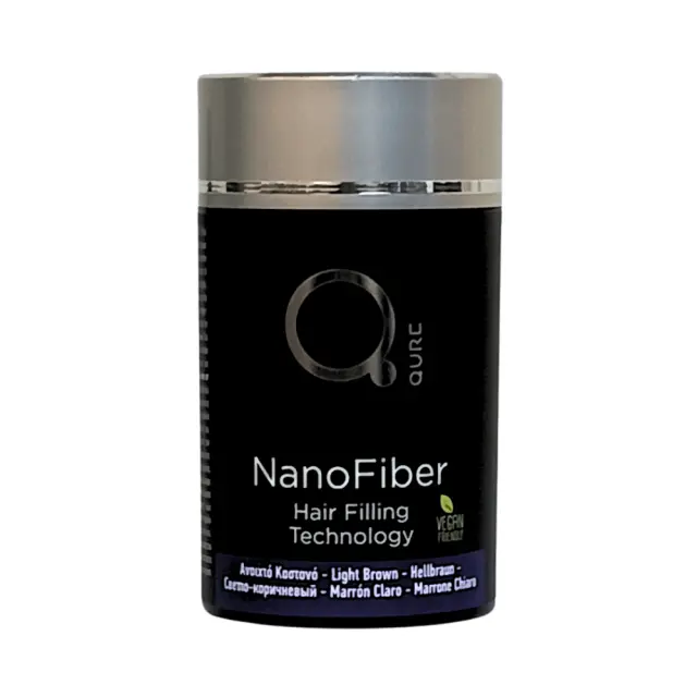 NanoFiber Light Brown Hair Filling Technology 25g by Qure - Νανοΐνες πύκνωσης μαλλιών σε ανοιχτό καστανό χρώμα