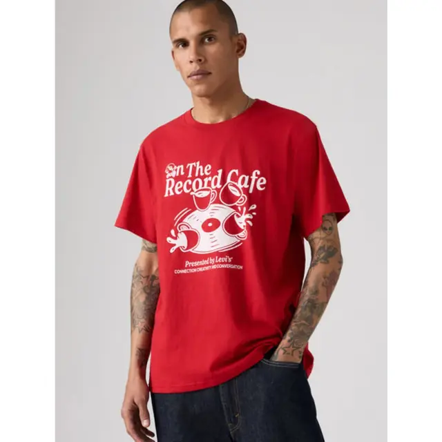 SS RELAXED FIT TEE REDS - SS RELAXED FIT TEE OFF THE RECORD EMBOLDENED Red 2