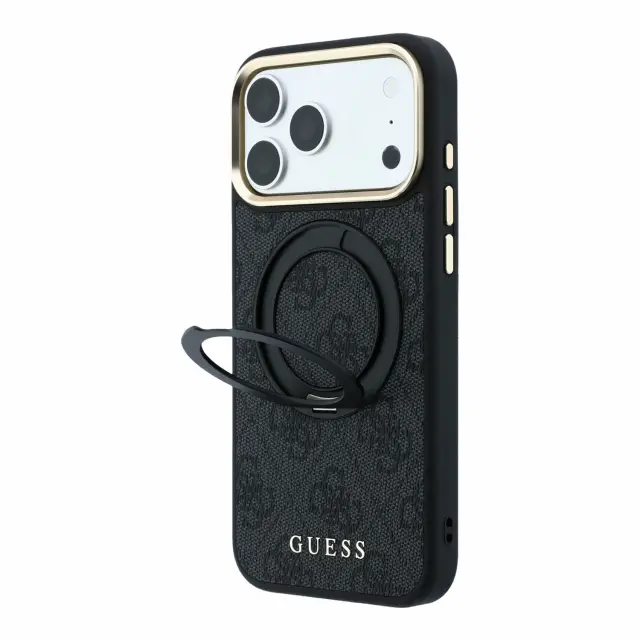 Guess PU 4G Ring Stand MagSafe Case for iPhone 18 Pro Max Black 2