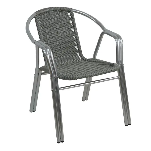 Πολυθρόνα Κήπου POLO-II Silver/Γκρι Αλουμίνιο/Wicker 59x63x75cm