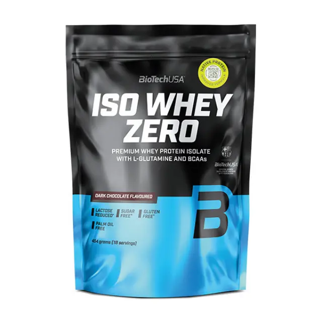 Biotech USA Iso Whey Zero Lactose Redused Πρωτεΐνη Ορού Γάλακτος Χωρίς Γλουτένη με Γεύση Dark Chocolate 454gr