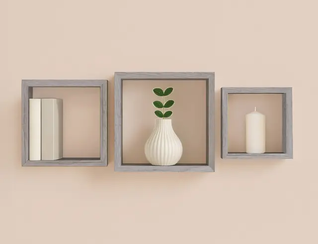 Σετ Ράφια Τοίχου Cubes Homea - White Oak - 3 τεμάχια 6RAN789CB 2