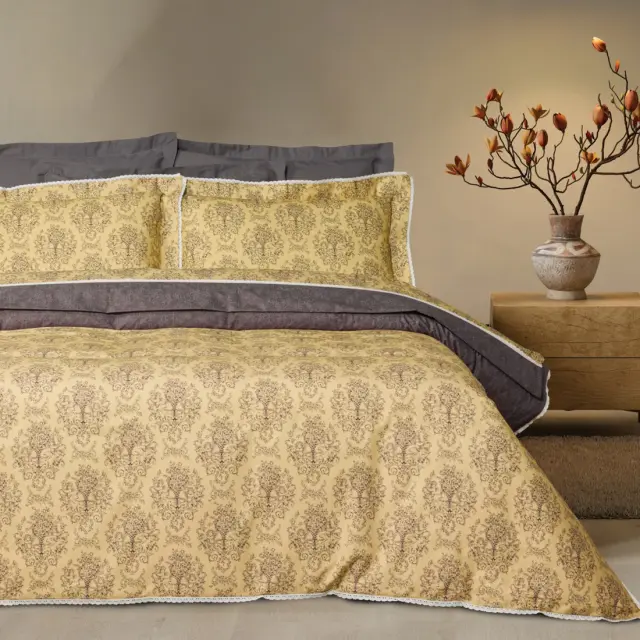 Πάπλωμα 220x240 Υπέρδιπλο Prestige Das Home 1730 Yellow-Black 100% Βαμβακοσατέν
